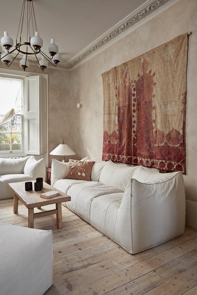 With its timber floors, heavy textile hangings and walls that look like baked earth, you'd assume this [townhouse in central London](https://www.homestolove.com.au/serene-townhouse-london-21516|target="_blank") was a country retreat. Photo: Morten Holtum | Living Inside | Styling: Lykke Foged, Maria Speake
