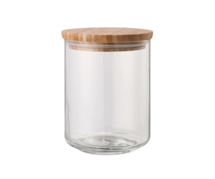 EKLATANT Jar with lid, $6.99, [IKEA](https://www.ikea.com/au/en/p/eklatant-jar-with-lid-clear-glass-bamboo-50332318/|target="_blank"|rel="nofollow")