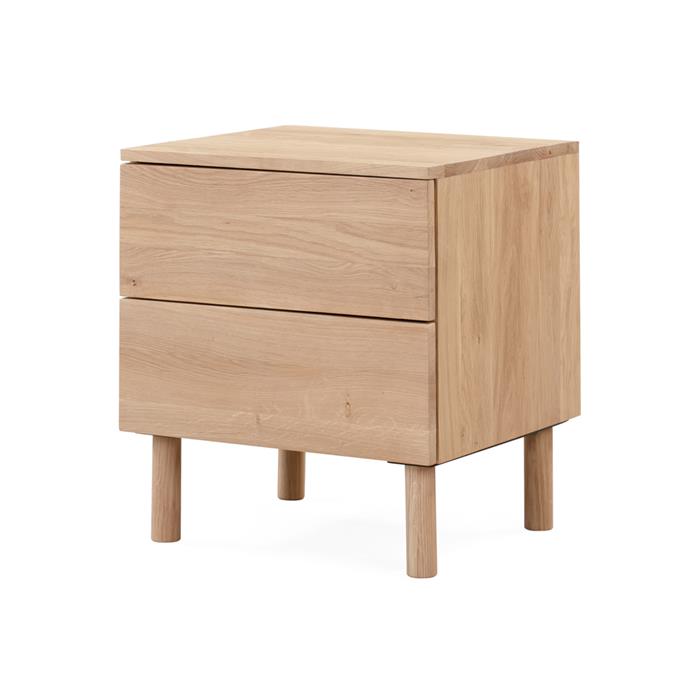 Harmony Bedside Table - Oak, $449, [RJ LIVING](https://www.rjliving.com.au/buy-harmony-bedside-table-oak.html|target="_blank"|rel="nofollow")