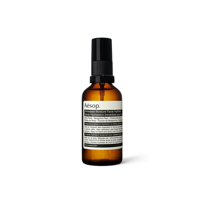 **[Immediate moisture facial hydrosol, $25, Aesop](https://www.aesop.com/au/p/skin/hydrate/immediate-moisture-facial-hydrosol/|target="_blank"|rel="nofollow")**<br>
A light mist that's perfect for warm afternoons spent at the beach, or long mornings in an air-conditioned office.