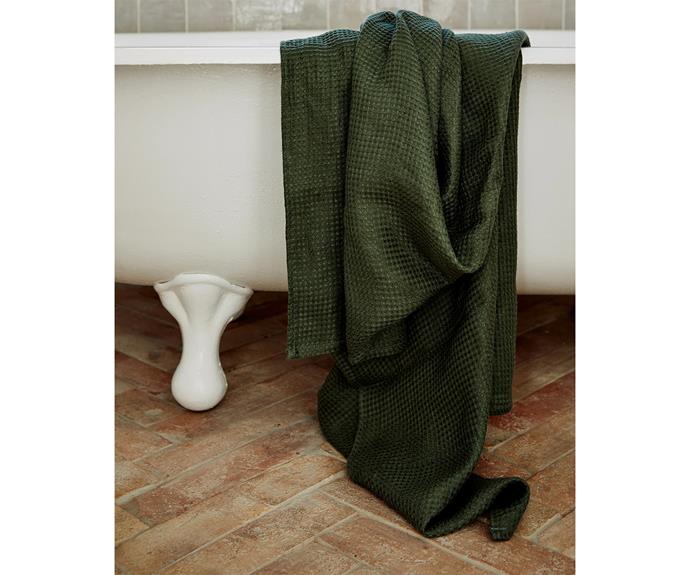 **[100% Linen Waffle Towel – Olive, $80, Bed Threads](https://bedthreads.com.au/collections/bath/products/100-linen-waffle-bath-towel-in-olive|target="_blank"|rel="nofollow")**<br>
Made to last in more ways than one, Bed Threads' 100% linen waffle towels are ultra plush and ultra lovely. Each towel measures 100x170 cm, so there's plenty of room to wrap yourself up.