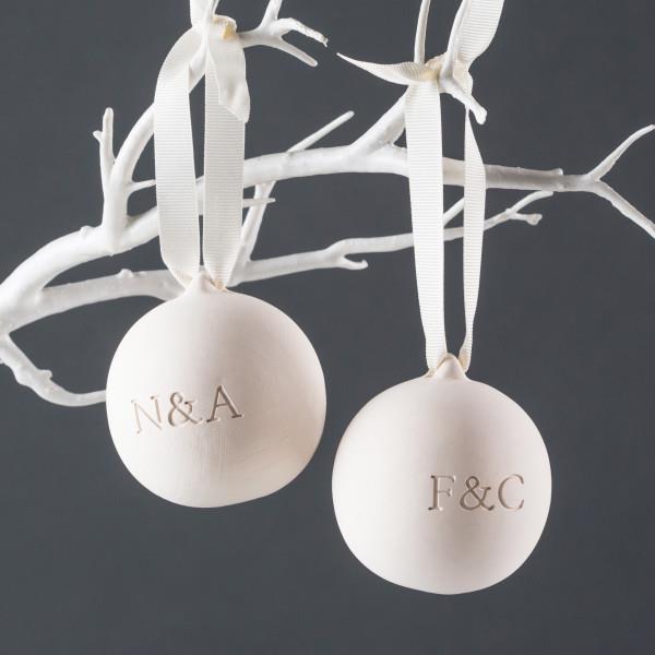 Personalised Engraved Initials Ceramic Bauble by Twenty-Seven, $60, [Hard to Find](https://www.hardtofind.com.au/107763_personalised-engraved-initials-ceramic-bauble|target="_blank"|rel="nofollow")
