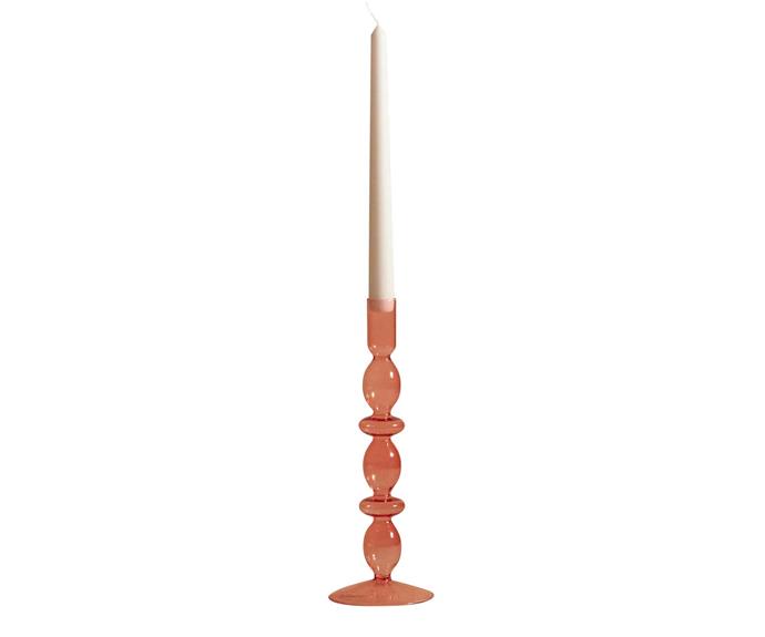Aeyre 'Bonita' candlestick in Peach, $139, [Reliquia Collective](https://reliquiacollective.com/|target="_blank"|rel="nofollow").