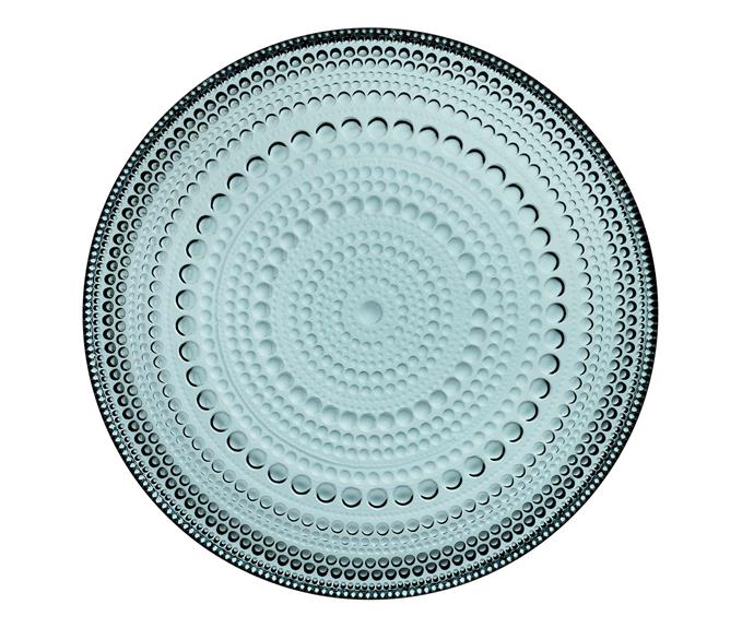 Kastehelmi plate in Sea Blue, $29.95, [Iittala](https://www.iittala.com.au/|target="_blank"|rel="nofollow").