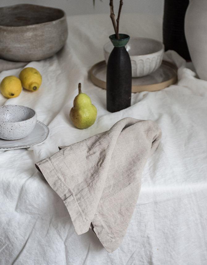 If neutrals are your middle name, these simple and sophisticated napkins are right up your alley. Matched with white or coloured tablecloth, or laid bare on a timber table, they'll outlast any fads or trends and become an invaluable part of your table linen set for years to come. 
<br><br>
Set of 4 Napkins in Natural, $39.95, [I Love Linen](https://www.ilovelinen.com.au/pure-french-linen-napkins-in-natural-set-of-4|target="_blank"|rel="nofollow")
