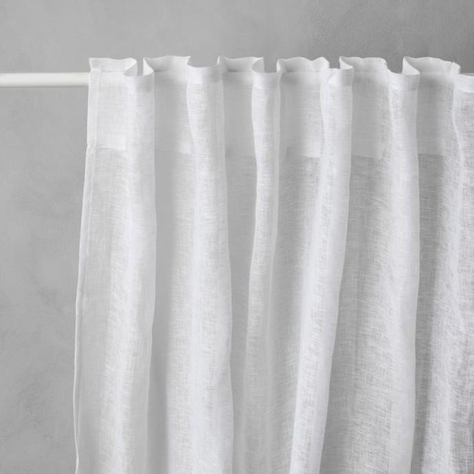 Cultiver are known for their exquisite bed linens, table linens and a handful of beautiful bags, but their new entry into curtains has made us drool more than ever. These semi-sheer curtains will bring soft style to your windows and last you a lifetime. 
<br><br>
Linen Curtain - White, $180, [Cultiver](https://cultiver.com.au/products/linen-curtain-white|target="_blank"|rel="nofollow")