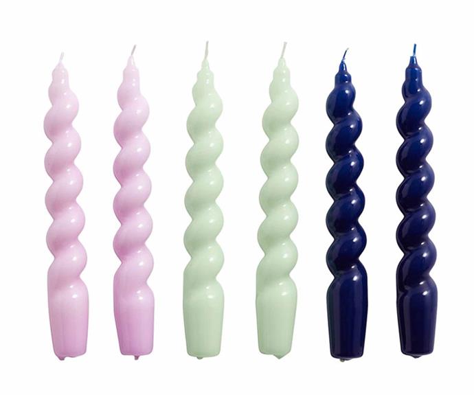**[Hay spiral candles - set of 6, $41.20, Finnish Design Shop](https://www.finnishdesignshop.com/decoration-candles-candle-holders-candles-spiral-candles-set-lilac-mint-midnight-blue-p-32239.html|target="_blank"|rel="nofollow")**