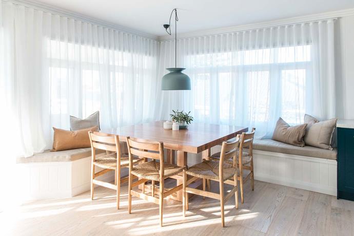 There's plenty of space for the whole family to enjoy a meal together in the light-filled dining nook.