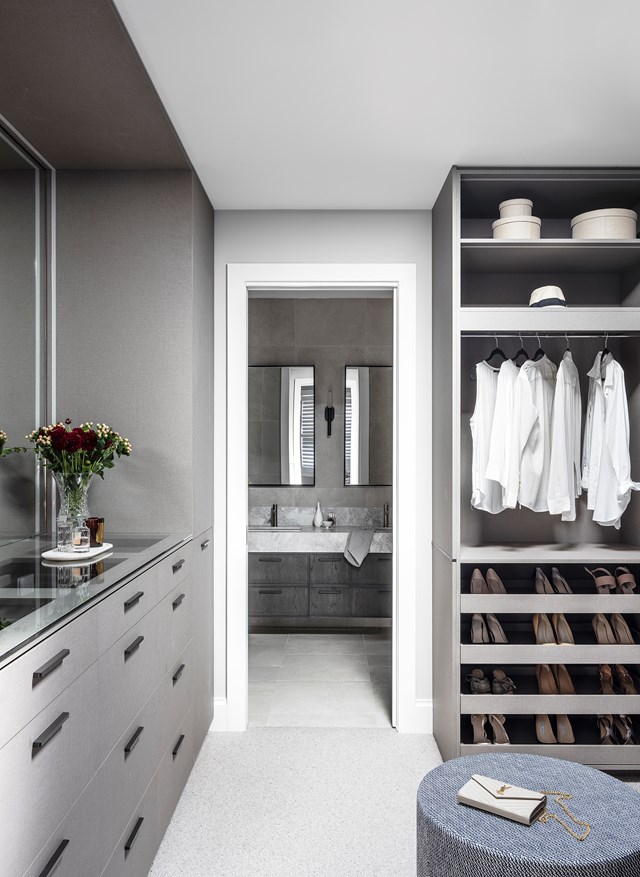 Is your wardrobe quite literally bursting at the seams? Let this [beautiful wardrobe](https://www.homestolove.com.au/walk-in-wardrobe-designs-6290|target="_blank") inspire you to [organise your own](https://www.homestolove.com.au/how-to-organise-your-wardrobe-6984|target="_blank"). You'll be amazed at how much time you save in the morning!
