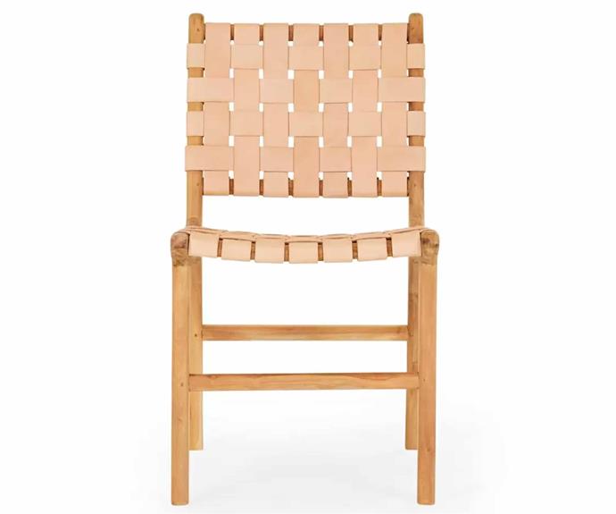 **[Cuba Woven Dining Chair, $399, Lounge Lovers](https://www.loungelovers.com.au/cuba-dining-chair-woven-leather-nude|target="_blank"|rel="nofollow")**<br>For those after a more contemporary coastal look in the dining room, Lounge Lovers' Cuba Woven Dining Chair adds a dramatic touch to any space. Pairing the natural warmth of teak with the inviting and tactile look of woven leather straps, the Cuba chair will develop a natural patina over time. The Cuba comes in three different colour ways: white, nude, and black leather.