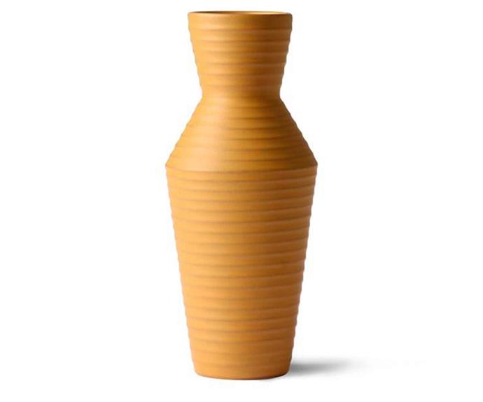HK Living 'Ceramic Flower' vase in Ochre, $49, [House Of Orange](https://www.houseoforange.com.au/|target="_blank"|rel="nofollow").
