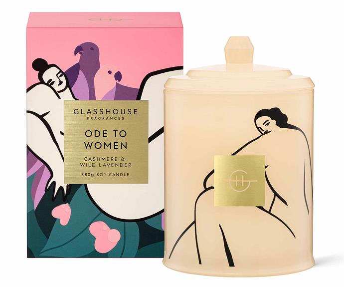 **Ode to Women Triple Scented Soy Candle, $54.95, [Glasshouse Fragrances](https://www.glasshousefragrances.com/products/ode-to-women?variant=39260003369044|target="_blank"|rel="nofollow").**<br><br>Aptly named 'Ode to Women', this [dreamy candle](https://www.homestolove.com.au/top-20-best-scented-candles-5550|target="_blank") from Glasshouse Fragrances layers the comforting notes of cashmere, musk and lavender, to create an irresistible scent your mum is sure to love. The candle is housed in a beautiful vessel that features a stunning illustration by artist Weronika Anna Marianna.