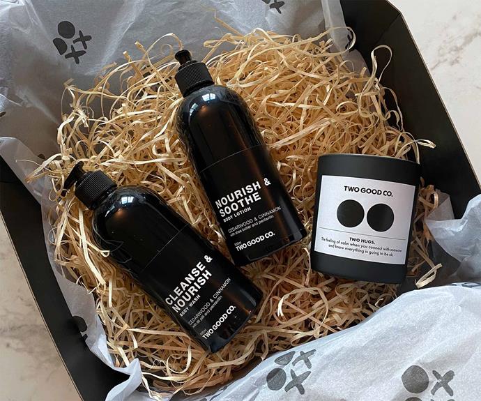 **WHATAMOTHERLOVER Gift Pack, $120, [Two Good Co](https://www.twogood.com.au/good-things/whatamotherlover-gift-pack|target="_blank"|rel="nofollow").**<br><br>Give a gift that gives back with Two Good Co's incredible new WHATAMOTHERLOVER gift set. Each pack includes a luxurious body lotion, body washe, and a dreamy candle that your mum is sure to love. But even better, each purchase of the set will donate a body wash, body lotion, and shampoo and conditioner set to women in need.