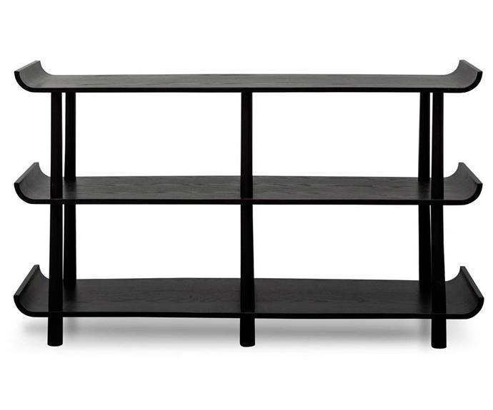 **[Felix Wooden Shelving Unit in Black, $648, Interior Secrets](https://www.interiorsecrets.com.au/products/felix-shelving-unit-black|target="_blank"|rel="nofollow")**<br>With a minimalist design, the low Felix shelves feature raised shelf ends that create a bold visual statement. It's timeless and understated look makes it a versatile addition to any room, whether you want to store books or use it to house cherished vignettes. *Dimensions: 75h x 35d x 120w cm*.