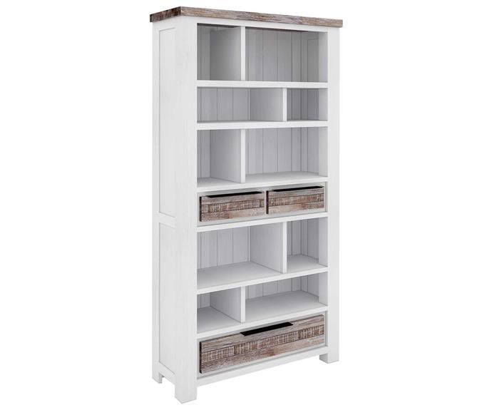 **[Nordington Acacia Timber Bookcase, $1155, LivingStyles](https://www.livingstyles.com.au/nordington-acacia-timber-bookcase/|target="_blank"|rel="nofollow")**<br>Whether you're ride or die for Hamptons-style, or prefer a more country farmhouse look, the Nordington bookcase could be the one for you. Shaker-style panelling and a weatherboard back give the bookcase an effortlessly classic look while weathered timber draws add a rustic touch. *Dimensions: 200h x 38d x 100w cm*.