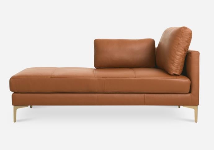 **[Adams left chaise, $1199 (reduced from $1599), Castlery](https://www.castlery.com/au/products/adams-left-chaise-leather|target="_blank"|rel="nofollow")**<br>
Fusing classic leather with a sleek outline, the Adams chaise is sure to add a touch of sophistication to a space. This piece comes in a variety of custom leather options and to adapt easily to your room's style. Pair your design with gold legs for a hint of glamour.