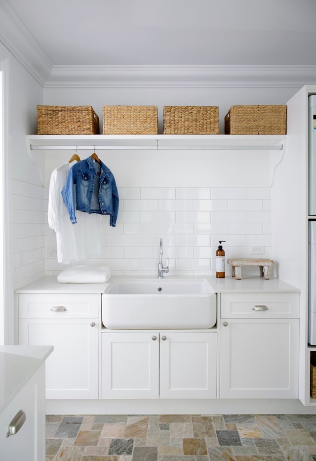 A generous laundry tub like the one in [this contemporary farmhouse-style home](https://www.homestolove.com.au/modern-farmhouse-build-hinterland-22527|target="_blank") allows for space and time to soak items.