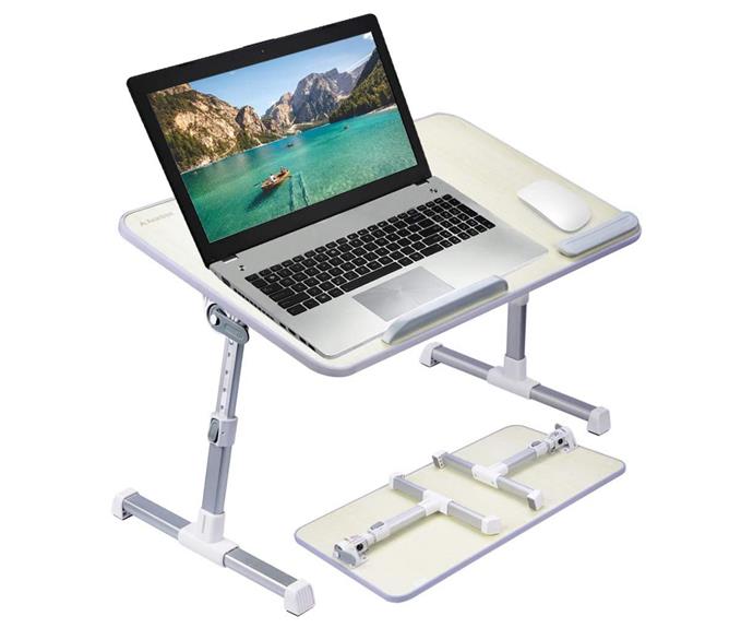 **[Neeto portable laptop standing desk, $79.99, Amazon](https://www.amazon.com.au/Beige-Adjustable-Portable-Breakfast-Minitable/dp/B01MXZSY6P|target="_blank"|rel="nofollow")**
<br></br>
If working on the go is giving you aches and pains, get yourself a light-weight, portable laptop standing desk like this one from Amazon. This model can hold a laptop of up to 17" in size and the height can be adjusted so you can work comfortably from a standing position, on the sofa or even in bed.
