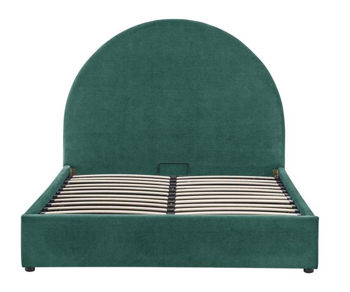 **[Shangri-La Eloise curved bed in emerald, $488.99 (Queen), Kogan](https://www.kogan.com/au/buy/shangri-la-eloise-curved-bed-queen-emerald-shangri-la/|target="_blank"|rel="nofollow")**
<br></br>
[Green is the colour of the moment](https://www.homestolove.com.au/green-interior-design-ideas-19099|target="_blank") and is associated with feelings of positivity, abundance and peace - all the kinds of things that will help you get a good night's sleep. The great thing about this bed is that the mattress base is mounted on gas struts, which means you can store clean linen and extra pillows underneath. Also available in navy, dusty rose and light grey.