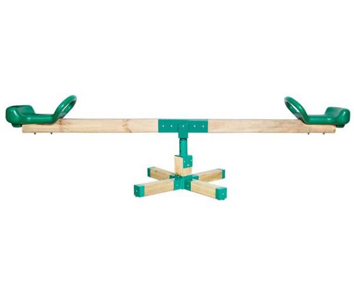 **[Rocka wooden seesaw, $239, Lifespan Kids](https://www.lifespankids.com.au/products/rocka-wooden-see-saw|target="_blank"|rel="nofollow")** 
<br></br>
Seesaws have been keeping kids entertained for *centuries*. Kids love the up-and-down motion, but parents will also be thrilled to know they're great for supporting the development of coordination, balance and social skills. This seesaw rotates 360-degrees for another element of fun, and is constructed from high quality timber that is sealed against wood rot and insect damage.