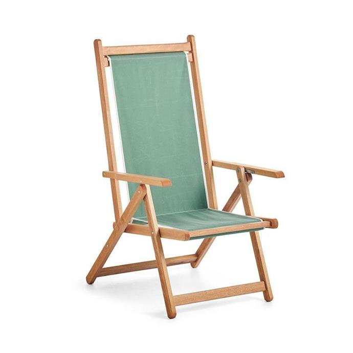 **[Monte Deck Chair, $389, Basil Bangs](https://basilbangs.com/products/monte-deck-chair-sage?|target="_blank"|rel="nofollow")**
<br>
Sage is arguably the colour of the moment, and this elegant chair is embracing the calming hue beautifully. Made in Italy, the design features an acrylic fade resistant canvas sling and a 2-position integrated reclining action. **[SHOP NOW.](https://basilbangs.com/products/monte-deck-chair-sage?|target="_blank"|rel="nofollow")** 
