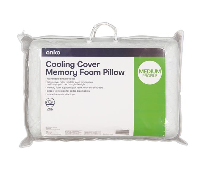 **[Cooling cover memory foam pillow, $29, Kmart](https://www.kmart.com.au/product/cooling-cover-memory-foam-pillow---medium/3407304|target="_blank"|rel="nofollow")**
<br></br>
Make flipping the pillow to the cool side a thing of the past by picking up Kmart's economical memory foam pillow which is encased in a cooling fabric cover. The medium to firm profile is best for back sleepers.