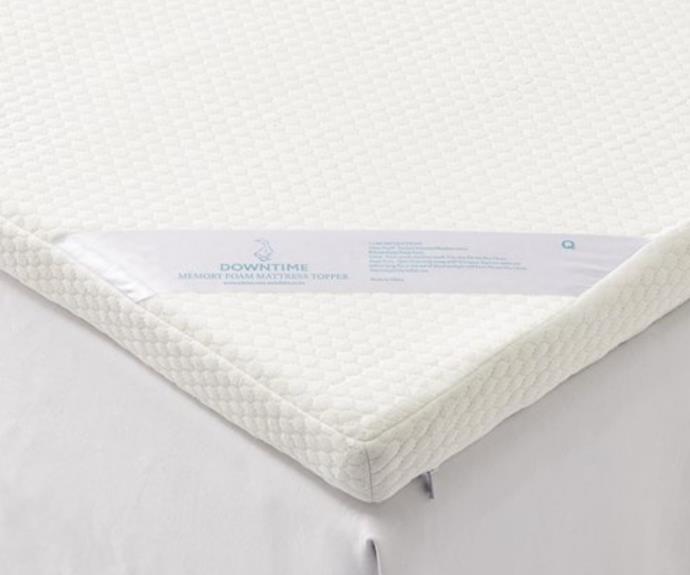 **Downtime memory foam topper, from $399.99 (Queen), [Adairs](https://www.adairs.com.au/bedroom/mattress-topper/downtime/memory-foam-topper/?gclid=CjwKCAjwh5qLBhALEiwAioods_BH8OSLKljbOayOkzuScpG38TKneIkhb9P5ZUKgTZwTPqi54WchVhoC5joQAvD_BwE&gclsrc=aw.ds|target="_blank"|rel="nofollow")**

If memory foam is what your heart desires but you're not due to update your spring mattress yet, try a topper! All the advantages of a new mattress minus the work of heaving it into your bedroom.