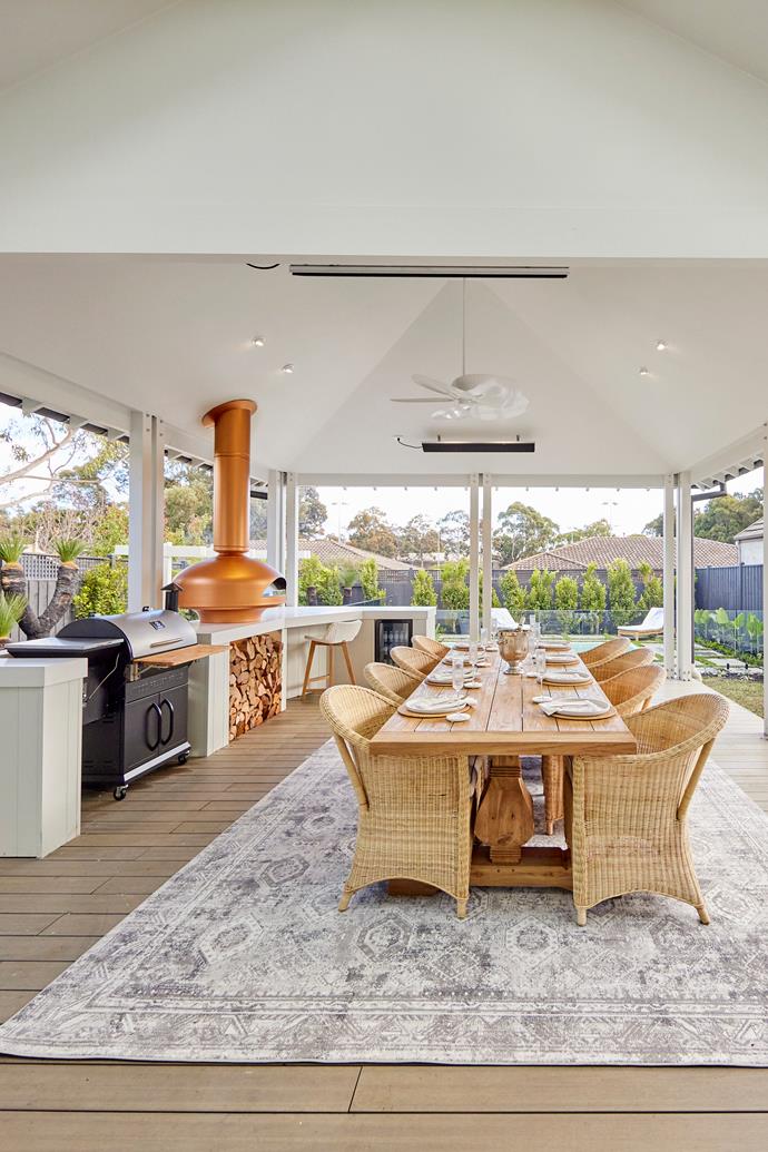 **Backyard** 
<br></br> 
Kirsty and Jesse won [backyard week](https://www.homestolove.com.au/the-block-2021-backyard-reveals-23048|target="_blank") with a whopping $86,000 invested into the space. Pooling all of their resources, Kirsty and Jesse created an expansive deck and entertaining area with a dramatic copper pizza oven, smoker, outdoor kitchen dining table with enough space to seat 10 people. Darren said it was the ultimate reveal, calling the results "lifestyle on a platter."