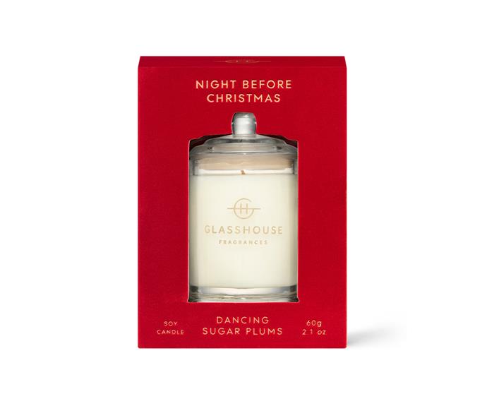 Having a scented candle or two for unexpected guests is always a good idea. **[Night Before Christmas by Glasshouse Fragrances, $21.95](https://www.glasshousefragrances.com/products/2021-limited-edition-60g-candle-night-before-christmas-gift-card?variant=39471406514260|target="_blank"|rel="nofollow")** is a crowd-pleaser that will also spread Christmas cheer.