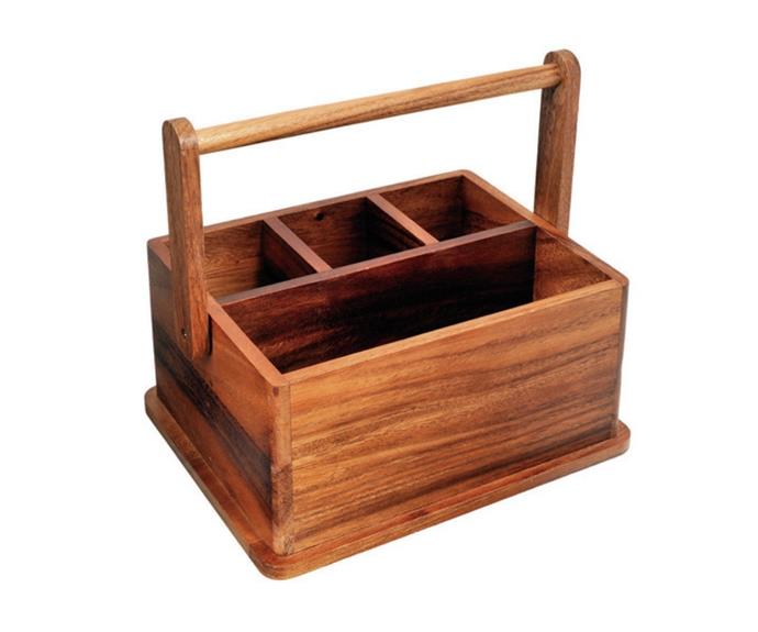**[Davis & Waddell Natural Wooden BBQ Caddy, $49.95, Catch.com.au](https://www.catch.com.au/product/davis-waddell-acacia-bbq-caddy-natural-1085400/|target="_blank"|rel="nofollow")**
<br><br>
Take the stress out of backyard barbecues and keep all your grilling essentials in the one spot. Sauces, utensils and cleaning supplies — everything is ready to go. Go one step further and fill the caddy with your favourite condiments for the ultimate BBQ gift pack. [**SHOP NOW.**](https://www.catch.com.au/product/davis-waddell-acacia-bbq-caddy-natural-1085400/?utm_source=affiliates&utm_medium=referral&utm_campaign=6040&cfclick=a031d5a0b2ea46de98950c063b1e0362|target="_blank"|rel="nofollow")