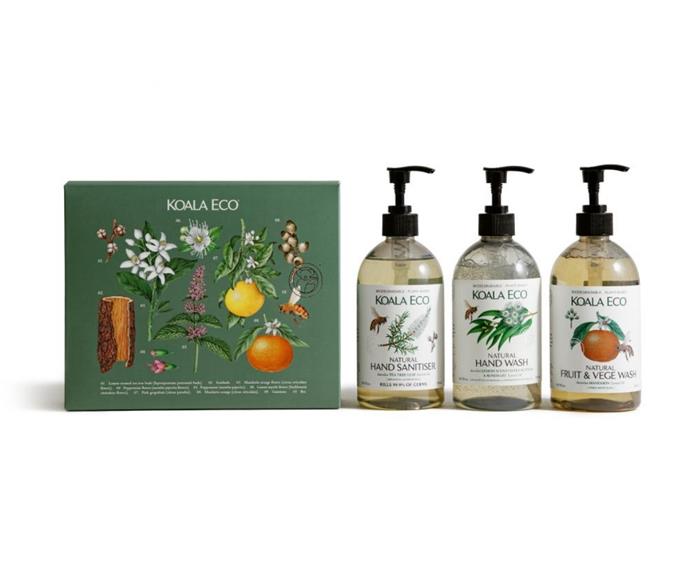 **[Koala Eco Gift Collection, $47, Koala Eco](https://koala.eco/collections/cleaning-collection/products/gift-collection-set-of-3|target="_blank"|rel="nofollow")**
<br></br>
Cleaning products might seem like an odd thing to gift someone but when they look, smell and work as good as Koala Eco's range of natural cleaning  solutions, they will be thanking you later when their home is sparkling and smelling fresh. **[SHOP NOW.](https://koala.eco/collections/cleaning-collection/products/gift-collection-set-of-3|target="_blank"|rel="nofollow")** 