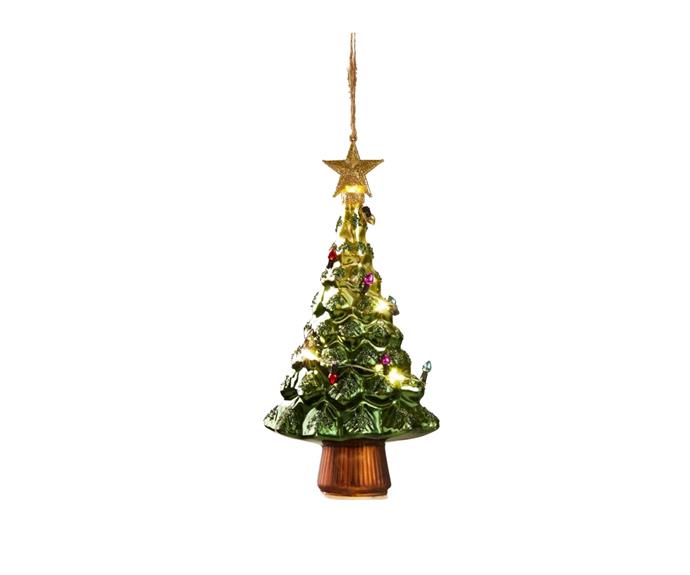 Nostalgic Christmas Tree Mercury Glass Ornament, $14, [Pottery Barn](https://www.potterybarn.com.au/nostalgic-christmas-tree-mercury-ornament|target="_blank"|rel="nofollow").