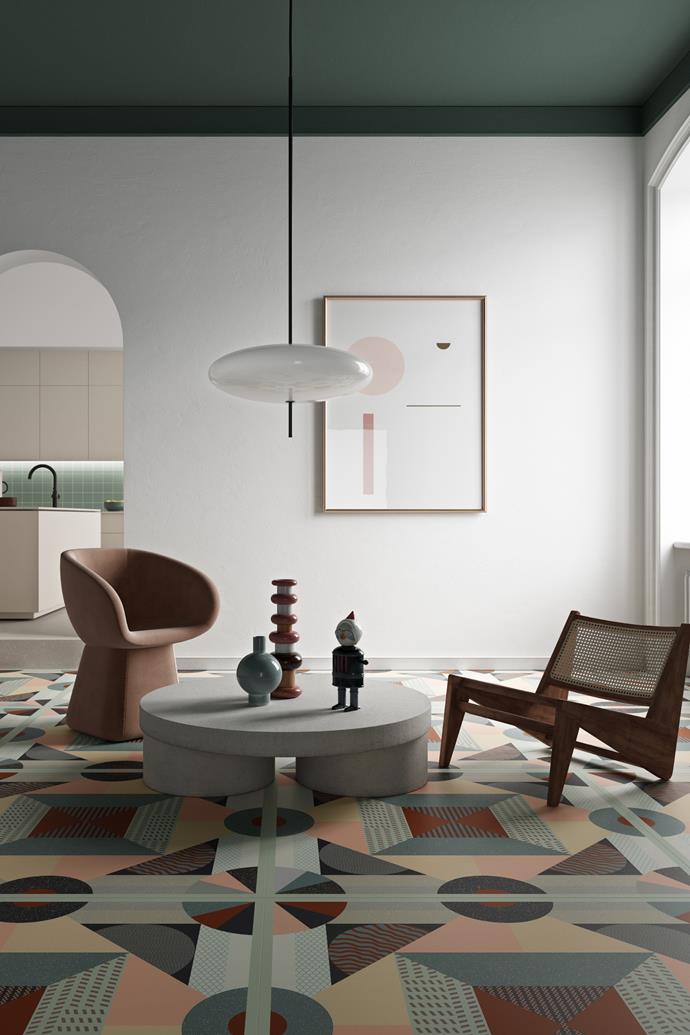 A large-format tile such as the 41Zero42 'One 08' design from [Di Lorenzo](https://dilorenzo.com.au/|target="_blank"|rel="nofollow") can be your room's main feature.
