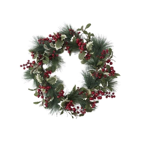 Pine & berry Christmas wreath, $39.99, [Bed Bath n' Table](https://www.bedbathntable.com.au/gift/xmas/pine-berry-wreath-40cm-green-red-18488101|target="_blank"|rel="nofollow")<br>
When it comes to classic Christmas decor, you really can't go past a pine and berry wreath. Sophisticated and simple, this traditional style wreath is the perfect way to welcome guests at the front door.