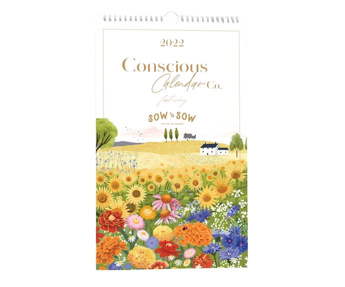 **[2022 Seed calendar with Sow 'n sow seeds, $79.95, Conscious Calendar Co.](https://www.consciouscalendarco.com/products/2022-seed-calendar-featuring-sow-n-sow|target="_blank"|rel="nofollow")**
<br></br> 
The Conscious Calendar Co. have created a calendar that not only helps you stay organised, but will help you foster a love of gardening. It contains 12 seed varieties (one for each month) that you can plant with the seasons. The artworks by Daniella Germain are also a gorgeous touch.