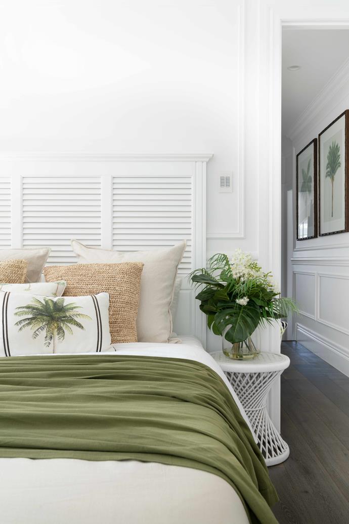 **GUEST BEDROOM** Bed linen from Pillow Talk and Paloma Living imbue a plantation feel.