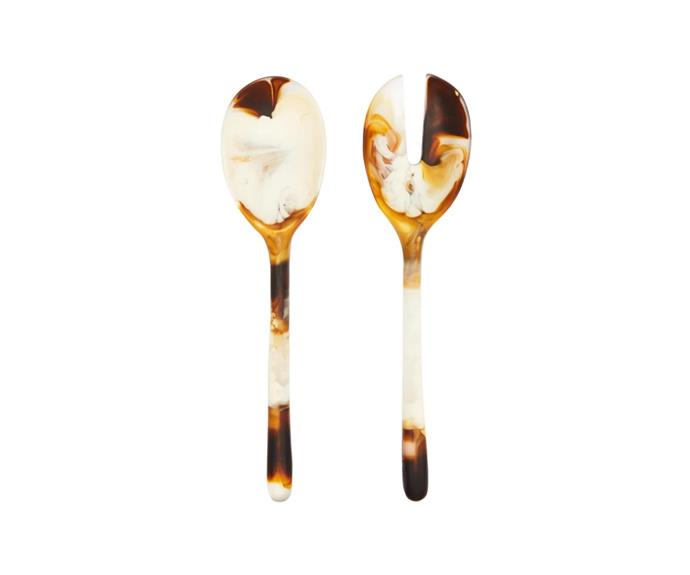**[Dinosaur Designs Stone marbled-resin salad servers, $135, MatchesFashion](https://www.matchesfashion.com/au/products/Dinosaur-Designs-Stone-marbled-resin-salad-servers-1399732|target="_blank"|rel="nofollow")**<br>
Dinosaur Designs took inspiration from natural rock formations to create these marbled cream and brown salad servers. Contemporary and sophisticated, these servers are also available in yellow, pink, white and 'cloud'.