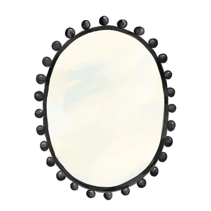**[Alexia mirror, $920, Merci Maison](https://www.mercimaison.com/products/alexia-mirror|target="_blank"|rel="nofollow")**<br> 
This mid-century style wall mirror features a hand-forged iron frame and baubles. It arrives with hanging hardware, but looks equally as special simply leaning against the wall.