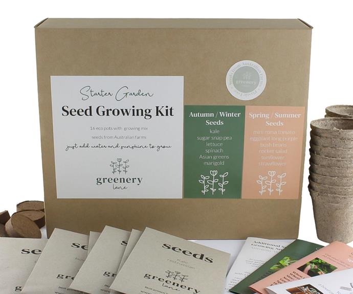 **[All Seasons Seed Growing Kit, $89.95, Greenery Lane via Etsy](https://www.etsy.com/au/listing/1101978903/all-seasons-seed-growing-kit-australia|target="_blank"|rel="nofollow")**
<br>
If you have a friend that wants to start a vegetable garden but isn't quite sure where to start - get them this starter kit! The seeds have been selected for the Australian climate and each contains 12x degradable starter pots, 16 soil pellets, 12 seeds and plant markers.