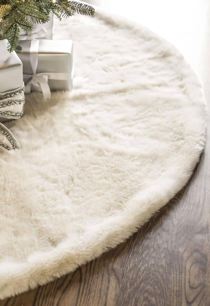 **[Balsam Hill Lodge Faux Fur Tree Skirt, from $119](https://www.balsamhill.com.au/p/lodge-faux-fur-christmas-tree-skirt?|target="_blank"|rel="nofollow")**

Bring the magic of a white winter wonderland to your home this Christmas with this luxe faux fur tree skirt. Made from an acrylic and polyester blend, it comes in various dimensions to complement every tree size and shape. **[SHOP HERE](https://www.balsamhill.com.au/p/lodge-faux-fur-christmas-tree-skirt?|target="_blank"|rel="nofollow").**