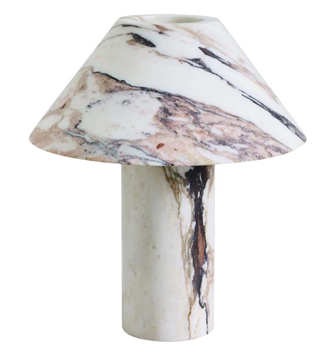 **[Sculpted Calacatta marble lamp by Henry Wilson, $6696, 1stDibs](https://www.1stdibs.com/furniture/lighting/table-lamps/sculpted-calacatta-marble-lamp-henry-wilson/id-f_18588982/|target="_blank"|rel="nofollow")**<br> 
Hand sculpted in Sydney, this stunning lamp measures 40cm high, and doubles as a piece of art. Also available in different marble finishes.