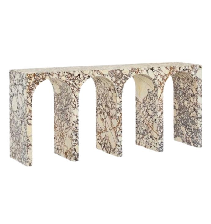 **[Pegasus console table, $8595, Coco Republic](https://www.cocorepublic.com.au/config-459307-pegasus-console-table.html|target="_blank"|rel="nofollow")**<br> 
A stunning structural piece requires little styling to make a feature. The perfect size to run along your hallway or feature in your living room, it's carved out of Calacatta viola marble that's thousands of years old.