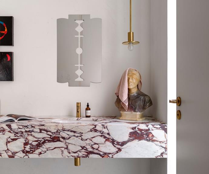 bathroom vanity in calacatta viola marble 