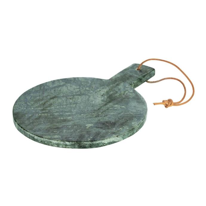 **[Barron marble serving board, $49.95, Temple & Webster](https://www.templeandwebster.com.au/Barron-Marble-Serving-Board-LAFO2403.html|target="_blank"|rel="nofollow")**<br>
This green marble serving board features a buffalo leather strap and is a stylish way to serve cheese, or to display your candles and jewels.