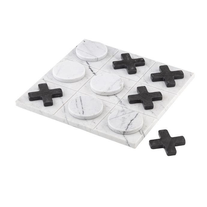 **[Tic tac toe game marble ornament, $89, Temple & Webster](https://www.templeandwebster.com.au/Tic-Tac-Toe-Game-Marble-Ornament-AMAL6857.html|target="_blank"|rel="nofollow")**<br> 
Hand-carved by craftsman, this beautiful tic tac toe set doubles as a decor piece when not in use. Featuring black and white marble, the veining really adds beautiful texture.