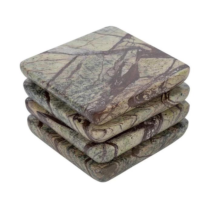 **[Retreat green marble coasters, $33/set of four, Amara](https://www.amara.com/au/products/green-marble-coasters-set-of-4|target="_blank"|rel="nofollow")**
This set of four marble coasters are an easy way to make your entertaining more sophisticated. Featuring swirling green tones, place them on your dining table to add a luxe touch.