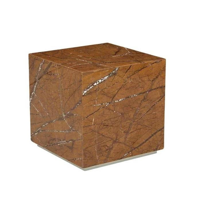 **[Elle block square side table, $1795, Globewest](https://www.globewest.com.au/browse/elle-block-square-side-table|target="_blank"|rel="nofollow")**<br> 
A piece sure to become the focus of your room, this block side table showcases the beautiful marble texture at its best. As a natural material, each design is completely unique.