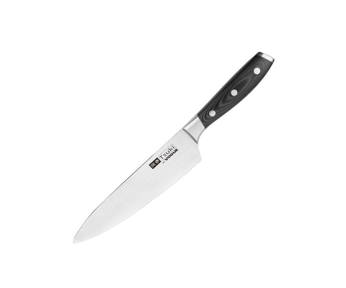 **[Vogue Tsuki Series 7 Chefs Knife 205mm, $109.90, Nisbets](https://www.nisbets.com.au/tsuki-series-7-chefs-knife-205mm/cf841|target="_blank"|rel="nofollow")**<br>
Japan is known for its quality knives, and Vogue's Tsuki series is no different. Crafted from a VG-10 stainless steel core, the double layered blade is built to protect against corrosion while the ergonomic handle lets its user get a good grip.