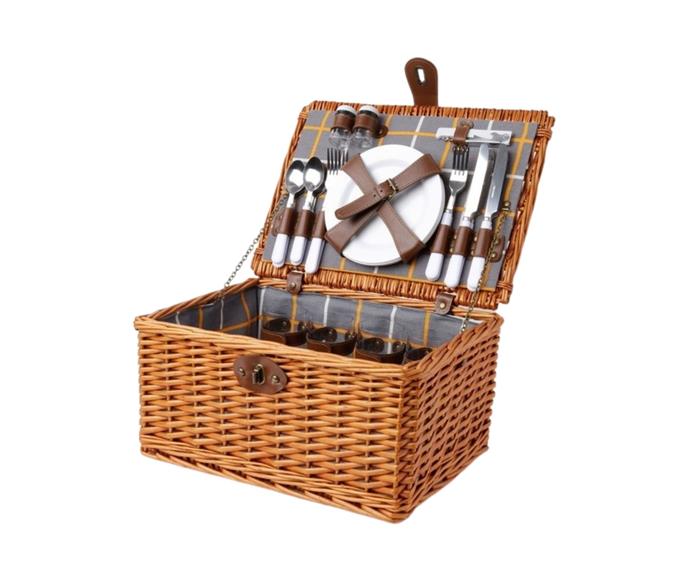 **[House & Garden Daylight picnic basket in Honey, $60 (usually $119.95), Myer](https://www.myer.com.au/p/australian-house-garden-daylight-picnic-basket-for-4-people-in-honey|target="_blank"|rel="nofollow")**<br>
This all-in-one, family picnic basket can fit enough food for up to four people. It also comes with a matching picnic blanket, cutlery, wine glasses, napkins, ceramic plates, stainless steel salt and pepper shakers and a corkscrew. **[SHOP NOW](https://www.myer.com.au/p/australian-house-garden-daylight-picnic-basket-for-4-people-in-honey|target="_blank"|rel="nofollow")**