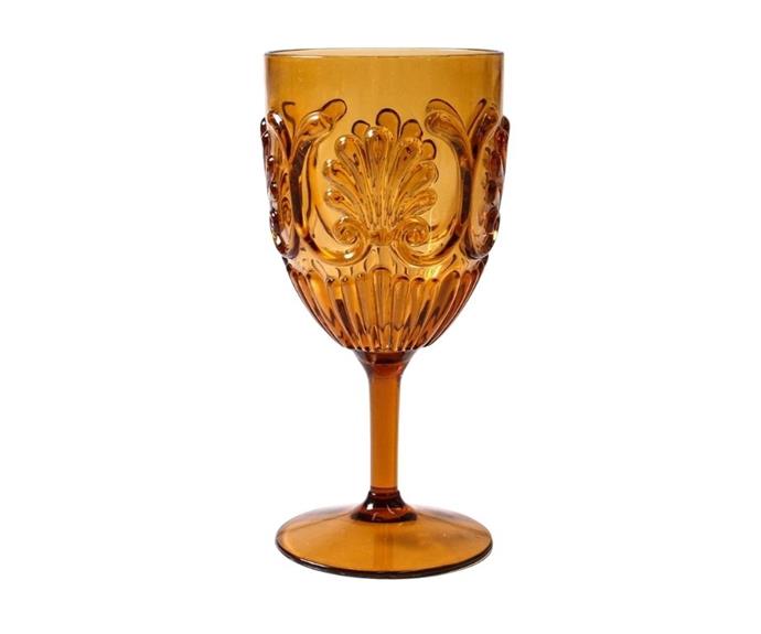 **[Flemington acrylic wine glass in amber, $10, Jumbled](https://www.jumbledonline.com/products/flemington-acrylic-wine-glass-amber|target="_blank"|rel="nofollow")**<br> 
This fun retro-inspired wine glass is perfect for by the pool. As it's acrylic, you don't need to worry about it breaking should there be a spill. **[SHOP NOW.](https://www.jumbledonline.com/products/flemington-acrylic-wine-glass-amber|target="_blank"|rel="nofollow")**